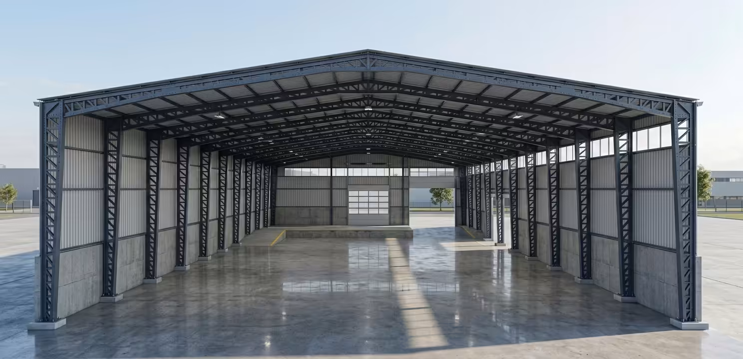 3D View Industrial Warehouse - ETABS